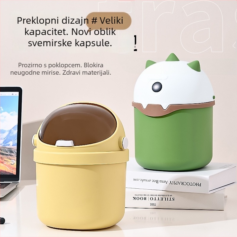 Mini kanta za otpad na stol, slatka, s poklopcem, za studentski dom i radni stol