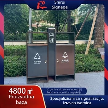 Nerđajući čelik, stojeći kanta za otpad i pepeo za hotelsko predvorje i hodnike trgovačkog centra — pravokutni oblik, kapacitet 8 L, komercijalna namjena
