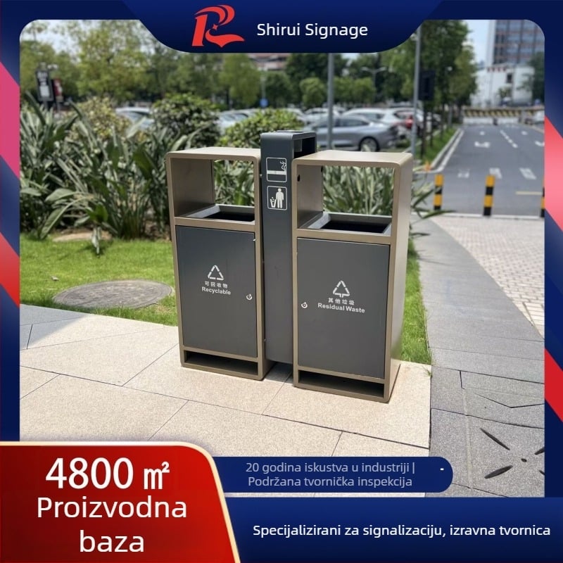 Nerđajući čelik, stojeći kanta za otpad i pepeo za hotelsko predvorje i hodnike trgovačkog centra — pravokutni oblik, kapacitet 8 L, komercijalna namjena