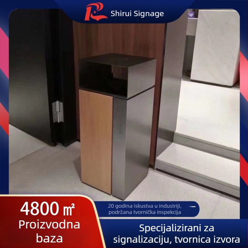 Nerđajući čelik, stojeći kanta za otpad i pepeo za hotelsko predvorje i hodnike trgovačkog centra — pravokutni oblik, kapacitet 8 L, komercijalna namjena