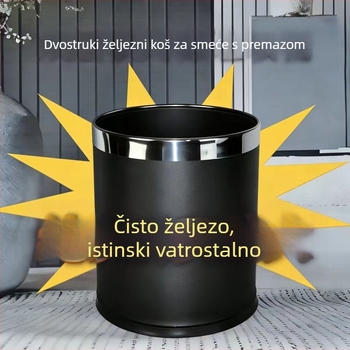 Dvostruki metalni koš za otpad za hotelske sobe, 10 L, otporan na vatru, za kupaonicu, reciklabilan