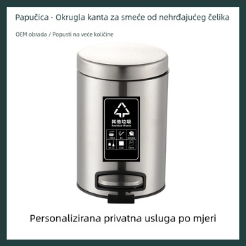 Koš za smeće od nehrđajućeg čelika, kružnog oblika, s pedalom, poklopac s preklopom, tiho otvaranje, za kućnu, uredsku i hotelsku upotrebu