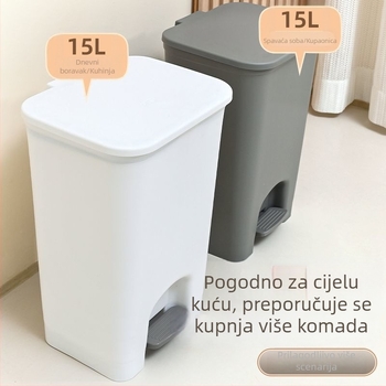 Pedalni kanta za otpad s poklopcem, veliki kapacitet 12 L i više, za kućnu upotrebu: kupaonica, spavaća soba, kuhinja, dnevni boravak.