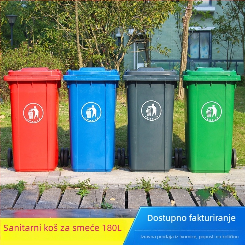 Vanjski 360 L veliki plastični koš za otpad s kotačićima za sortiranje otpada na ulici