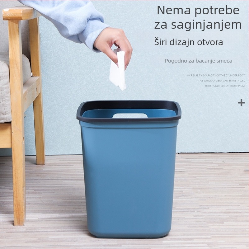 Plastična kanta za otpad s otvorenim vrhom, nordijski minimalistički dizajn, pogodna za kuću, kuhinju i spavaću sobu; kvadratni oblik, kapacitet 12 L (veliki 14 L, srednji 10 L)