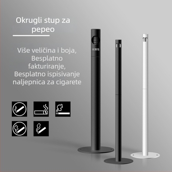 Nehrđajući čelični pepelnjak-kutija, bačvastog oblika, za čuvanje opušaka cigareta, 12 L, otvoren vrh