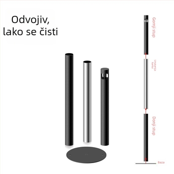 Nehrđajući čelični pepelnjak-kutija, bačvastog oblika, za čuvanje opušaka cigareta, 12 L, otvoren vrh