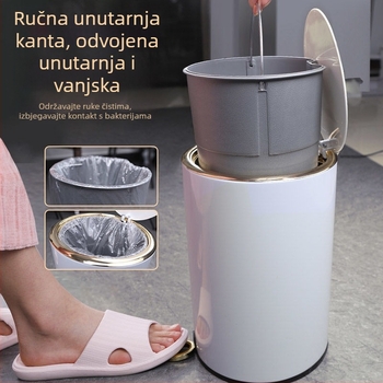 Koš za otpad od nehrđajućeg čelika s pedalom i poklopcem, za kućnu upotrebu – tiha funkcija