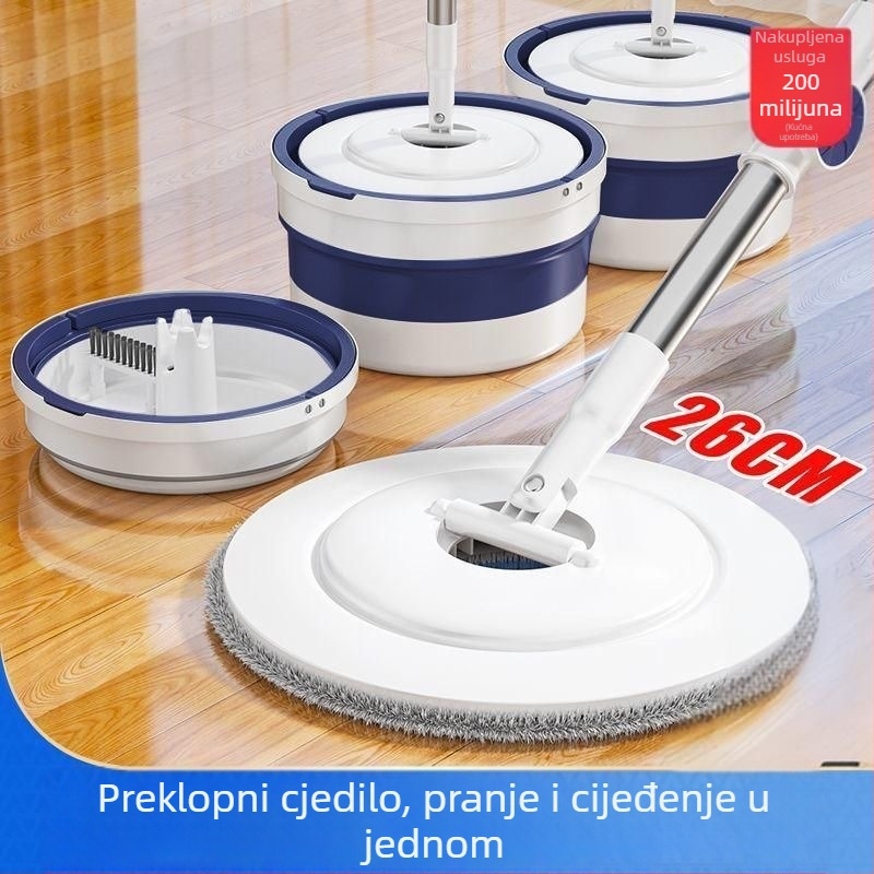 Novi rotirajući mop set s produženom držalom – kućno čišćenje, sustav pranja i iscjeđivanja