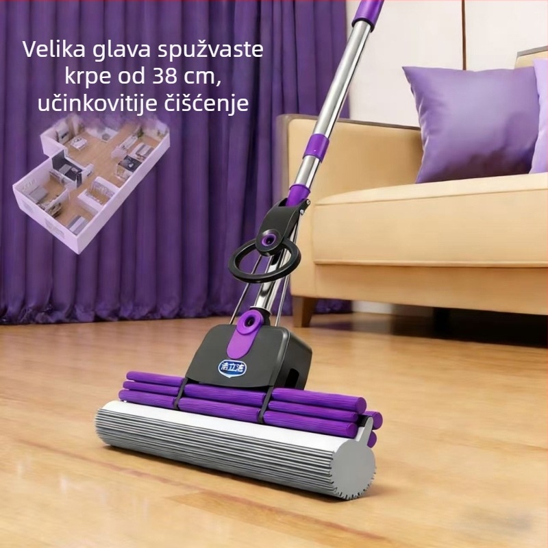 Nova apsorpcijska kućna spužvasti mop, čisti jednim potezom, bez dodirivanja rukama, mokro i suho, veliki valjkasti stisnuti mop