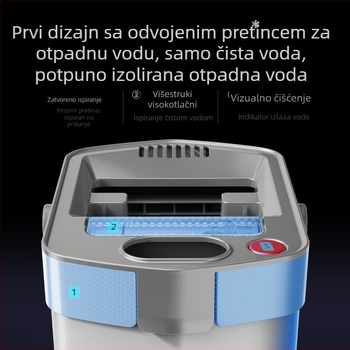 Plošni mop s odjeljivanjem prljavštine za kućnu upotrebu, čišćenje u jednom koraku, ručno cijedjenje nije potrebno, velika glava mop