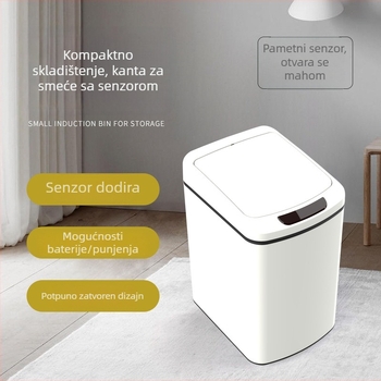 Inteligentni koš za otpad s infracrvenim senzorom, nehrđajući čelik, 12 L, kvadratnog oblika, za kućnu upotrebu