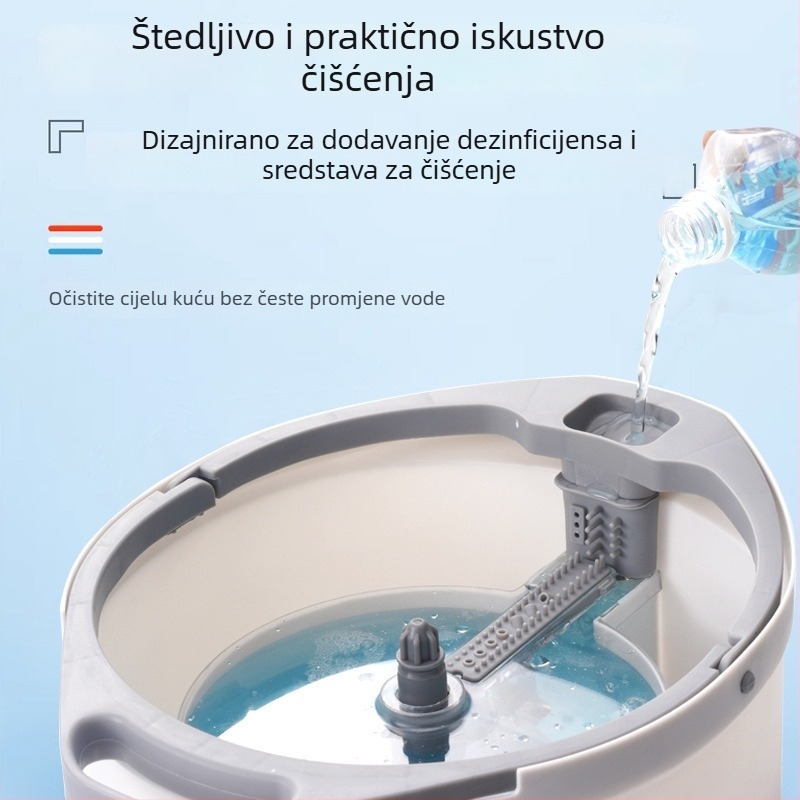 Koš za mop s odjeljivanjem prljave vode i rotirajućim odvajanjem, bez dodirivanja rukama, kućni cilindrični sustav mop