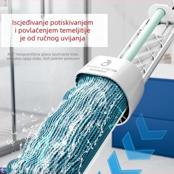 Bongjie kućni špongasti mop s bezkontaktnim cijeđenjem, mikrovlakna glava, za kupaonicu