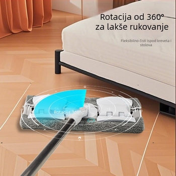 Plošni mop za kućnu upotrebu, s držačem za krpu, bez ručnog iscijeđivanja, suho i mokro čišćenje, za drvene podove