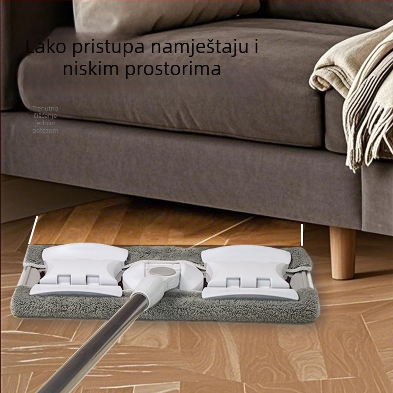Plošni mop za kućnu upotrebu, s držačem za krpu, bez ručnog iscijeđivanja, suho i mokro čišćenje, za drvene podove