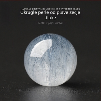 Prirodno plave kristalne perle s krznom zeca za DIY nakit – okrugle perle za narukvicu i ogrlicu