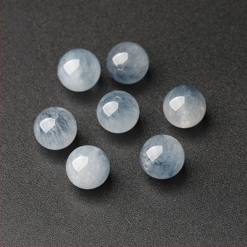 Prirodno plave kristalne perle s krznom zeca za DIY nakit – okrugle perle za narukvicu i ogrlicu