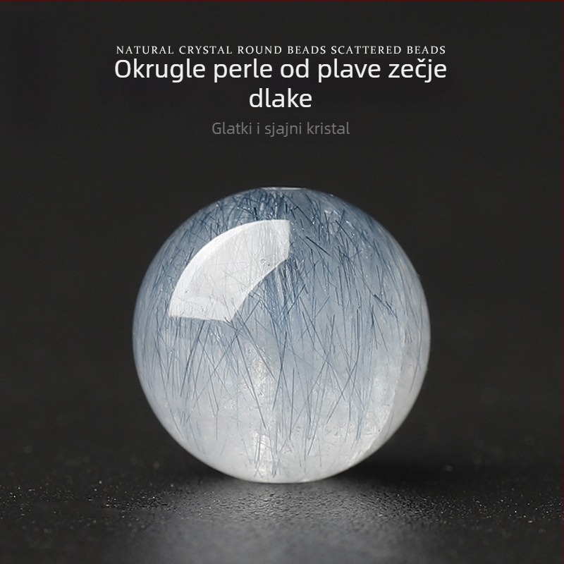 Prirodno plave kristalne perle s krznom zeca za DIY nakit – okrugle perle za narukvicu i ogrlicu