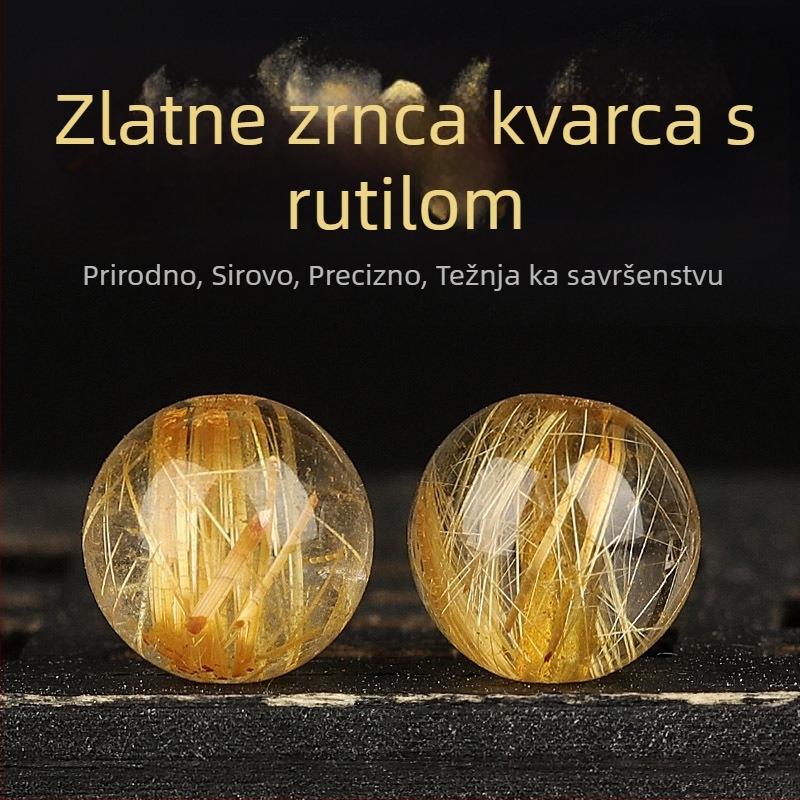 Prirodne brazilske rutilit kvarc slobodne perle, okrugle titan kvarc perle za DIY nakit, Buddha perle za kristalnu narukvicu