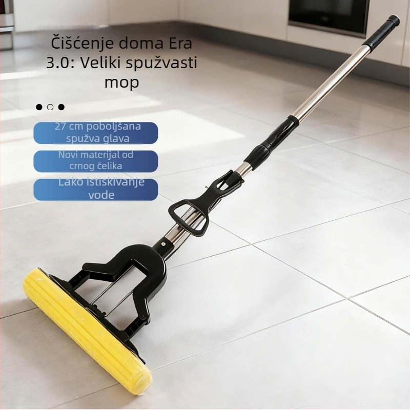 27 cm bezdotika mop s glavom od spužve, sklopivi nehrđajući čelični teleskopski držač