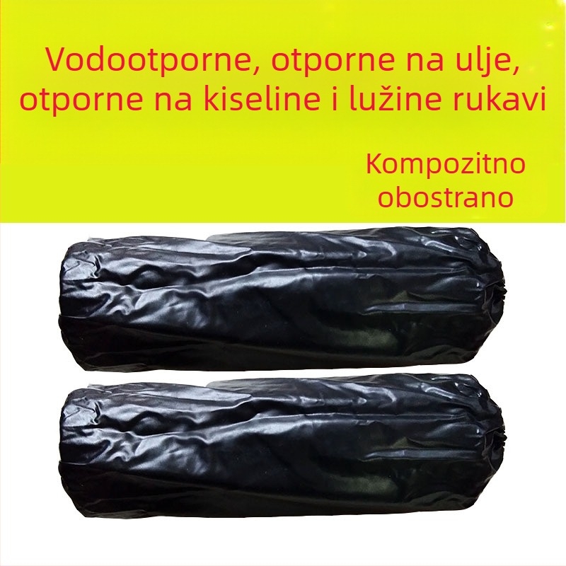 PVC kompozitni rukavi od goveđeg tetiva, crno-crveni, vodootporni, otporni na ulje, otporni na kiseline i lužine, industrijska zaštita za odrasle, veličina 38×19