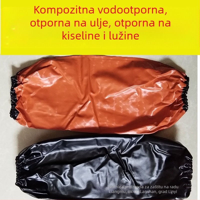PVC kompozitni rukavi od goveđeg tetiva, crno-crveni, vodootporni, otporni na ulje, otporni na kiseline i lužine, industrijska zaštita za odrasle, veličina 38×19