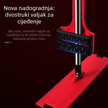 Veliki plosnati mop za kućnu upotrebu, bez dodirivanja rukama, dvostruka uporaba – suho i mokro, alat za čišćenje podova s valjkastim iscijeđivanjem