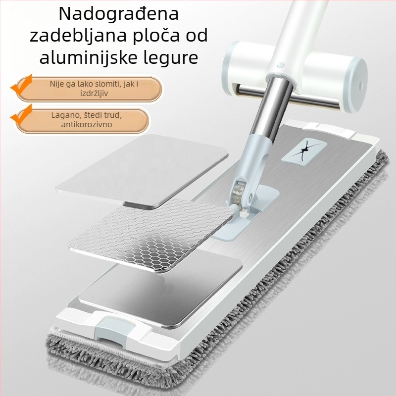 Aluminijski plosnati mop za kućnu upotrebu s Chenille vlaknima, bez pranja rukama, učinkovit alat za čišćenje podova