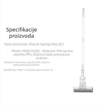 Miaojie spužvasti mop s teleskopskom ručkom — čišćenje bez ruku, podni mop s valjkom za iscijeđivanje