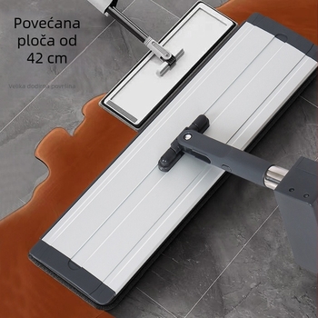 Ploški mop od aluminijskog legura s velikim panelom, teleskopska drška, ručno pranje