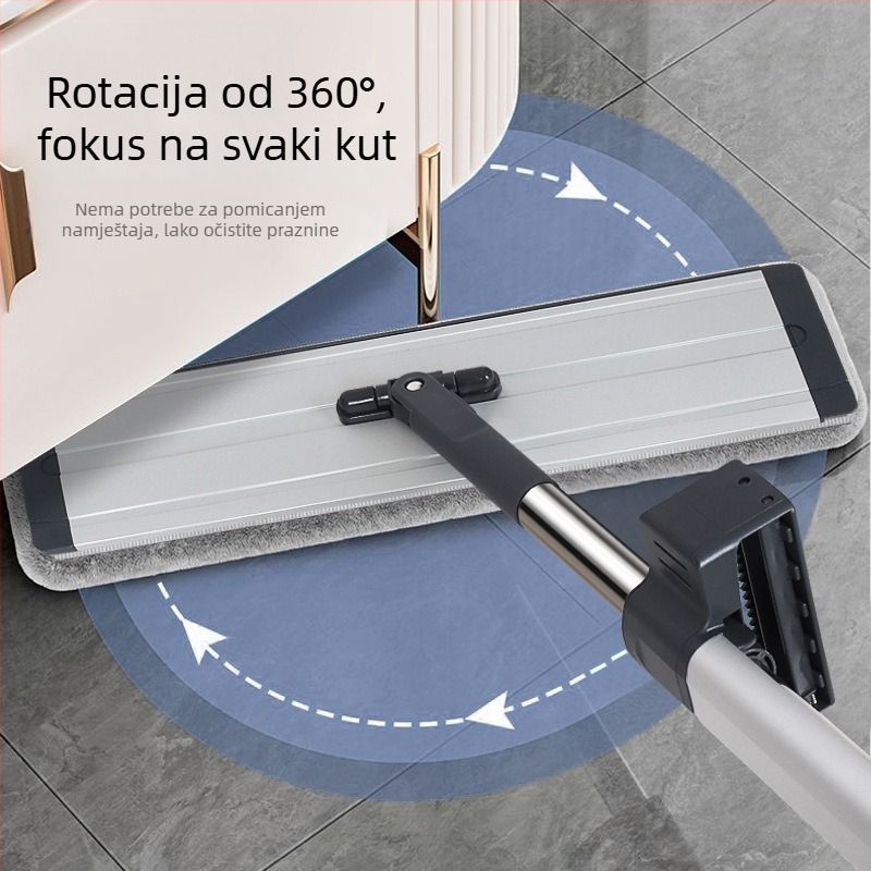 Ploški mop od aluminijskog legura s velikim panelom, teleskopska drška, ručno pranje