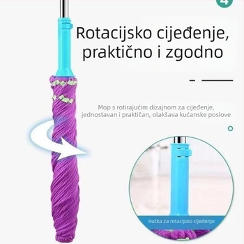 Bezkontaktni rotirajući mop s automatskim iscjeđivanjem, mikrovlakna, nehrđajući čelik, za suho i mokro čišćenje