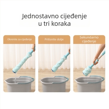 Meiliya twist mop od pamukovog vlakna, bez uporabe ruke, kućna uporaba i kupaonica, 125 cm drška od nehrđajućeg čelika