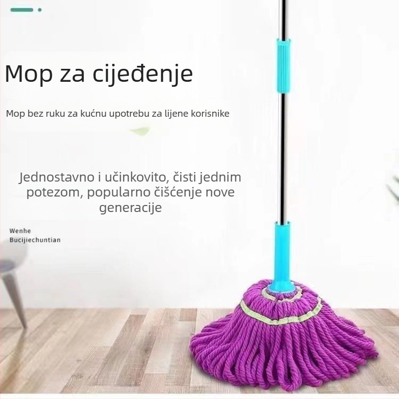 Bezdotaknuti rotirajući mop za mokro i suho čišćenje, glava od mikrovlakana, šipka od nehrđajućeg čelika