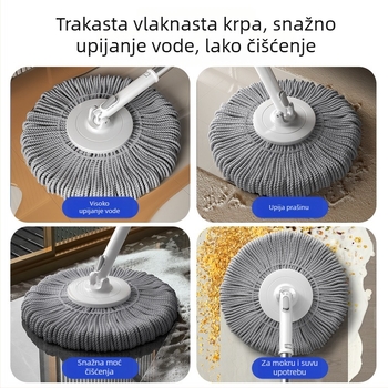 Novi model okretni mop s velikom površinom čišćenja i visokom apsorpcijom za kućno čišćenje, nehrđajući čelični štap, teleskopska dužina 120–140 cm, ultra-fina vlakna