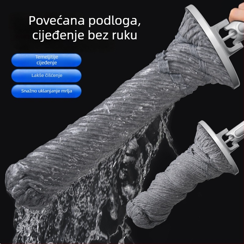 Novi model okretni mop s velikom površinom čišćenja i visokom apsorpcijom za kućno čišćenje, nehrđajući čelični štap, teleskopska dužina 120–140 cm, ultra-fina vlakna