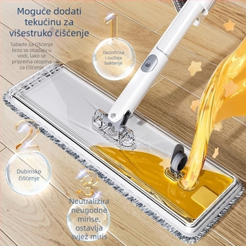 Baojiajie Ploški mop s raspršivačem vode, mikrovlakno, podesiva duljina 120–140 cm, čišćenje bez dodirivanja, model 2023