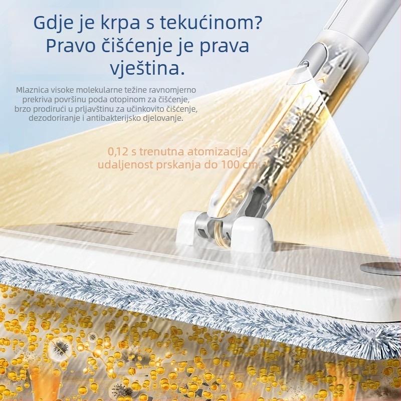 Baojiajie Ploški mop s raspršivačem vode, mikrovlakno, podesiva duljina 120–140 cm, čišćenje bez dodirivanja, model 2023