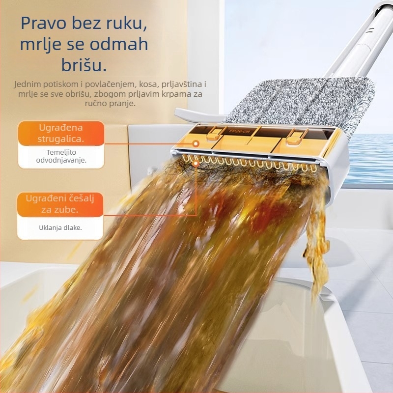 Baojiajie Ploški mop s raspršivačem vode, mikrovlakno, podesiva duljina 120–140 cm, čišćenje bez dodirivanja, model 2023