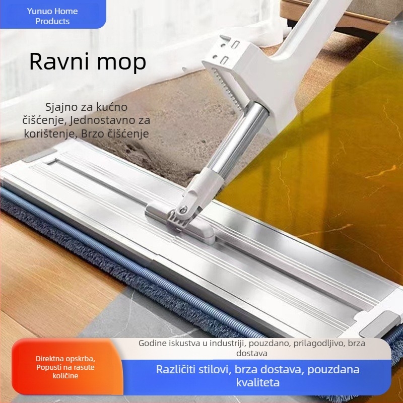 Ploški mop za kućnu upotrebu, čišćenje u jednom koraku, dvostruka upotreba suho/mokro, apsorpcijski mikrovlaknasti mop za kupaonu, glava 50 cm