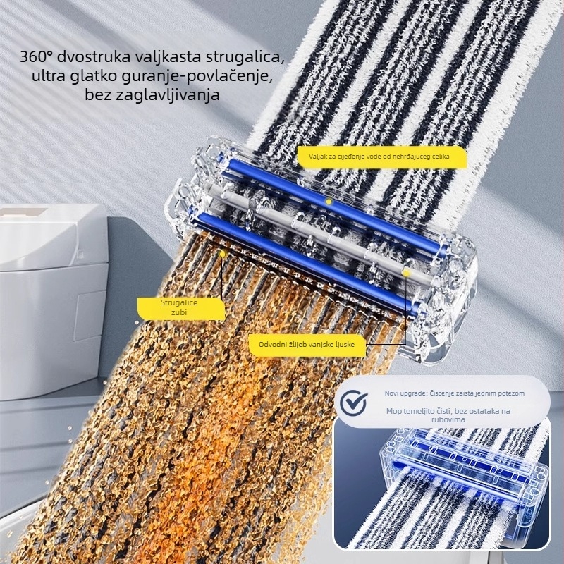 Enjoy Home Beauty plosnati mop za kućnu upotrebu — bez dodirivanja rukama, s vodnim škrabkom, visoko upijajući i izdržljiv za lako čišćenje podova