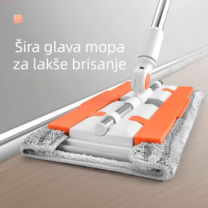 Novi model klips-on ravni mop za drvene podove, s izmjenjivom krpom – veliki format