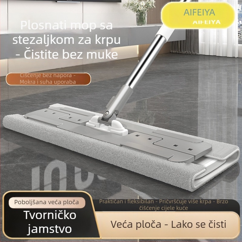 Ploški mop za kućnu upotrebu na drvenim podovima, suho i mokro čišćenje, mikrovlakno, apsorpcijski mop