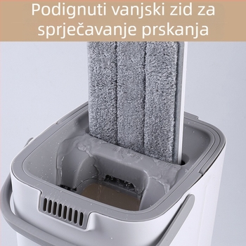 Mop Miaojie s pločastim dizajnom i posudom, suho i mokro čišćenje, bez ručnog iscijeđivanja, uključuje 3 krpe