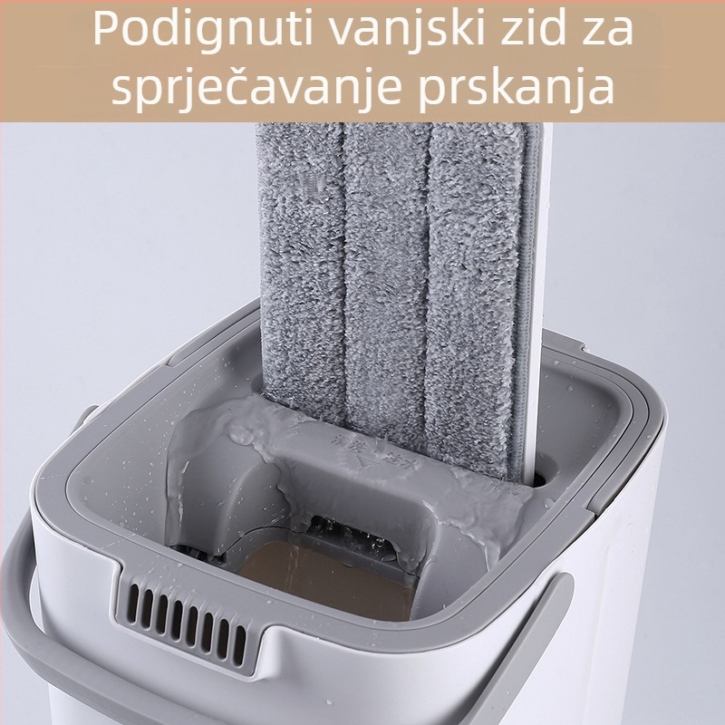 Mop Miaojie s pločastim dizajnom i posudom, suho i mokro čišćenje, bez ručnog iscijeđivanja, uključuje 3 krpe