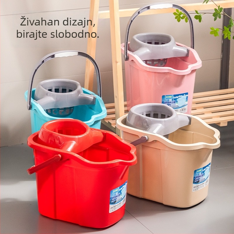 Kanta za mop za kućnu upotrebu s debelim plastičnim tijelom, velik kapacitet, s kotačićima i dubinskim iscijeđivanjem za čišćenje
