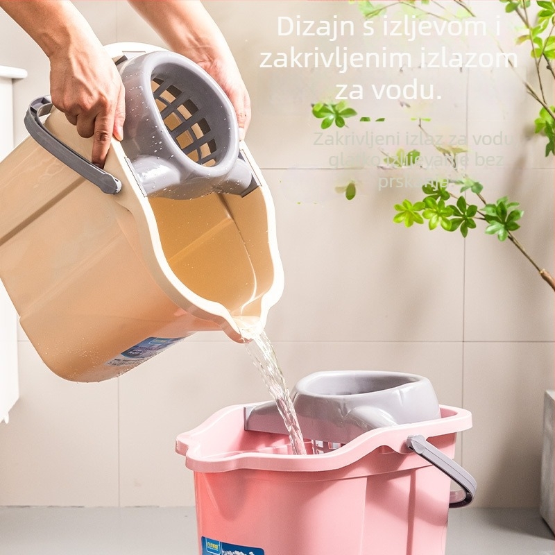 Kanta za mop za kućnu upotrebu s debelim plastičnim tijelom, velik kapacitet, s kotačićima i dubinskim iscijeđivanjem za čišćenje