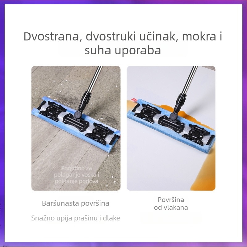 WG6Q ploski mop za kućnu upotrebu, mikrovlakna glava za pločice i drveni pod, bez ručnog iscjedivanja, suho i mokro čišćenje