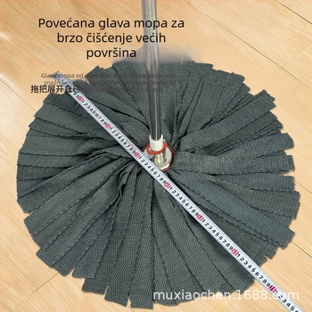 Klasični debeli štap s integriranom glavom od nehrđajućeg čelika, bez tragova, upijajući mop za suho i mokro čišćenje, ručno izrađeno